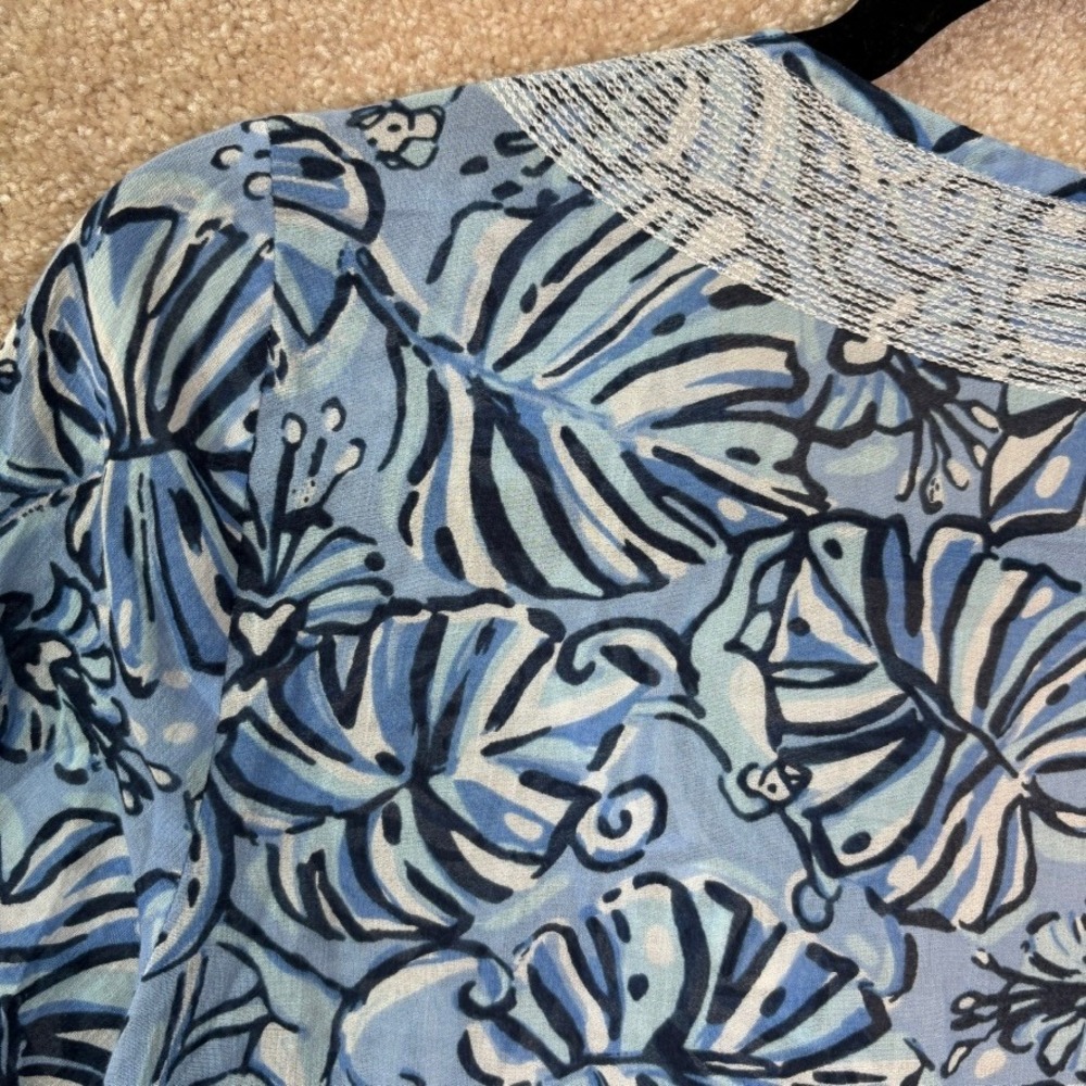 SAIL TO SABLE Tunic Top Women's XS Blue Monkey Print Cotton Coastal Resort - Picture 7 of 9